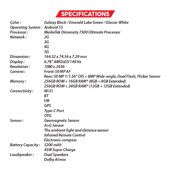 (New) Tecno Camon 40 Pro 5G 8GB+256GB 12GB+256GB Black / White / Green Smartphone (Unlocked) 4 OZ TECNO Camon 40 Pro 5G S1