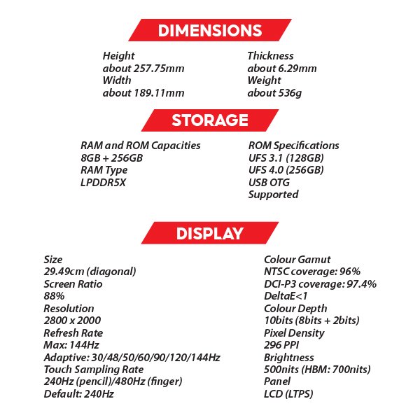 (New) OPPO Pad 3 8GB+256GB Silver Tablet (WiFi) 2 OZ OPPO Pad 3 S1