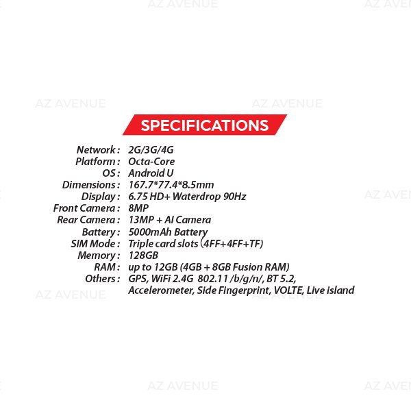 (New) ZTE Blade A55 4GB+128GB Black / Blue / Orange Smartphone (Unlocked) 4 OZ ZTE Blade A55 S1